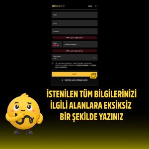 Betnano kayıt formunda kullanıcı bilgilerinin doldurulması